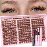 Goddvenus brown wispy lash clusters pack for natural, mascara-like definition.
