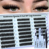 Goddvenus lash clusters kit with mixed 12mm, 14mm, 16mm lengths for customizable styles.