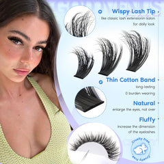 Goddvenus natural fluffy lash clusters blend with real lashes for seamless volume.