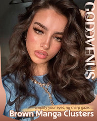 Goddvenus wispy cluster eyelashes for a fuller, anime-inspired eye look.