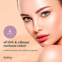 Godefroy brow color dark brown wash-off shown with cleansing options.