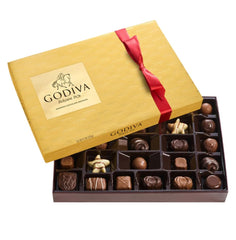 Godiva Premium Assorted Chocolates box front view with elegant gift packaging