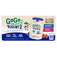 GoGo squeeZ yogurtZ pouch with recloseable cap: easy reseal after opening.