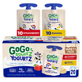 GoGo squeeZ yogurtZ strawberry-banana pack, kid-friendly real yogurt snack on the go.