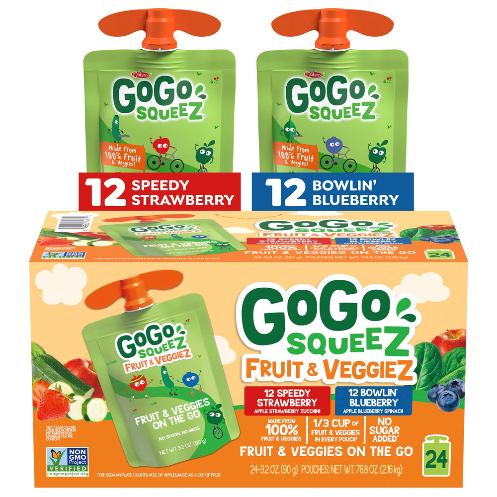 GoGo squeeZ No Sugar Added Speedy Strawberry pouch for on-the-go snacking