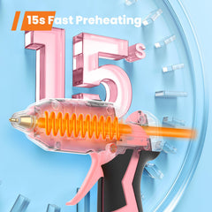 GoGonova cordless glue gun demonstrating 15-second preheat speed.