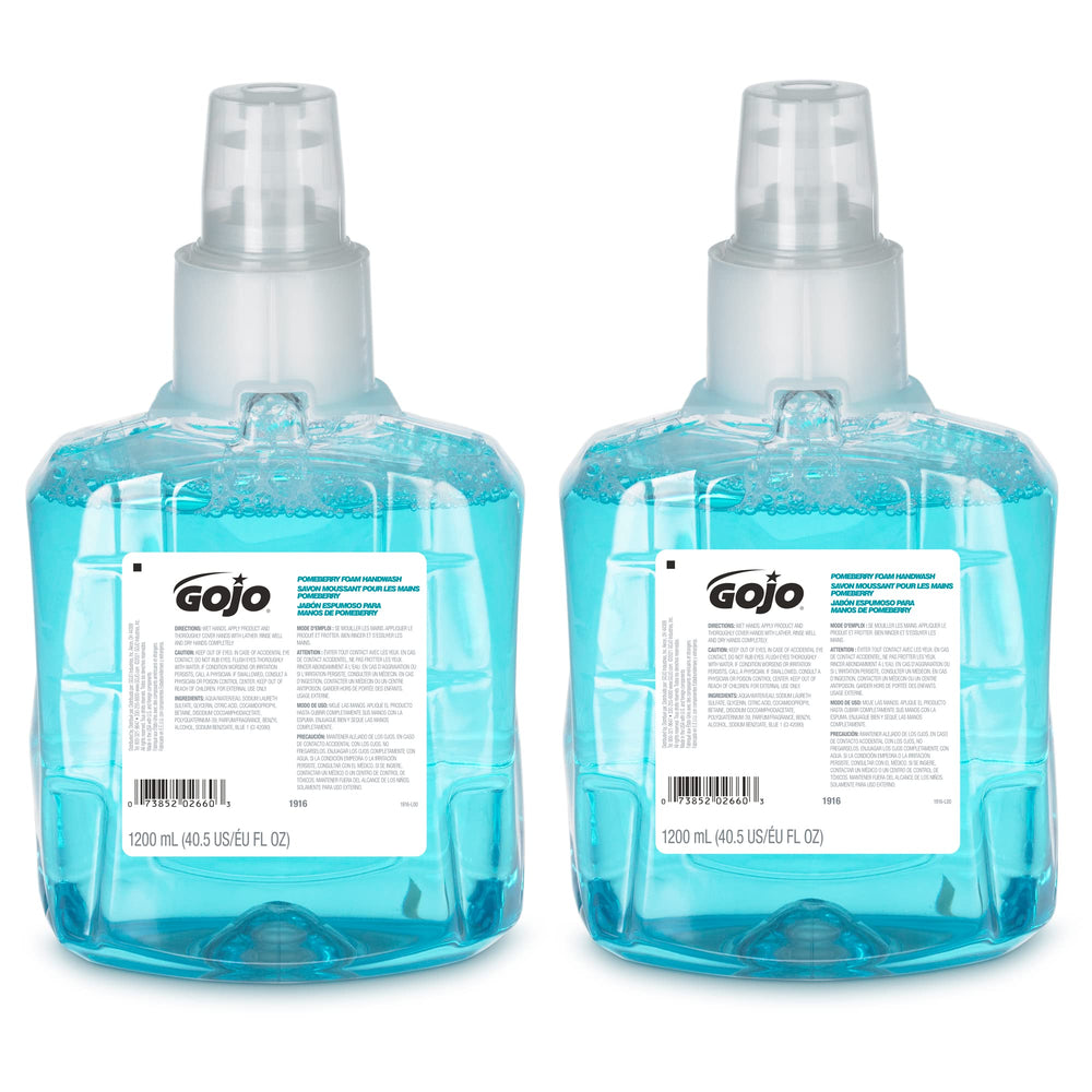 GOJO Pomeberry foam handwash refill 1200-ml for LTX-12, ideal for quick, gentle cleansing.