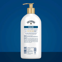 Gold Bond Healing Hydrating Lotion label closeup showing nourishing formula