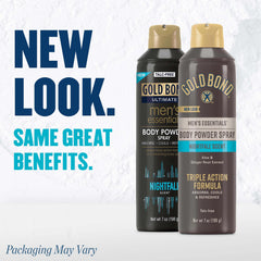 Gold Bond Men's Essentials Nightfall spray bottle for a clean, refreshed day.