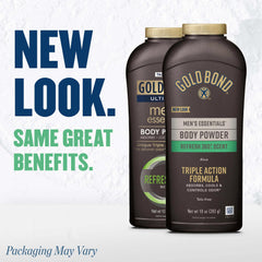Gold Bond Refresh 360 powder-dispense close-up shows moisture control in action.