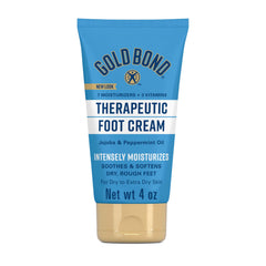 Gold Bond Therapeutic Foot Cream 4 oz bottle provides deep hydration for dry feet.