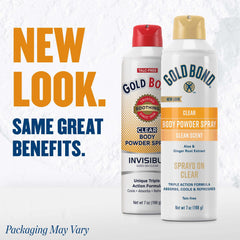 Gold Bond triple-action spray for cooling, absorbing, and refreshing skin.