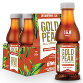 Gold Peak Unsweetened Tea 16.9 oz bottle in a six-pack for on-the-go refreshment.