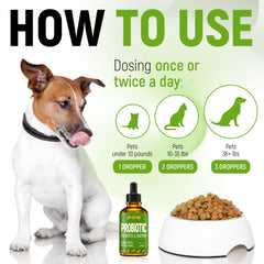 Golden Paw probiotiques liquides, saveur herbacee naturelle pour les animaux.