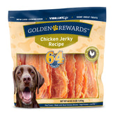 Golden Rewards Chicken Jerky 64oz pack close-up, ideal for training rewards.