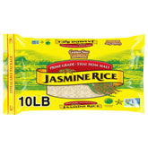 Golden Star Thai Hom Mali Jasmine Rice bag pack shot with fragrant long-grain rice