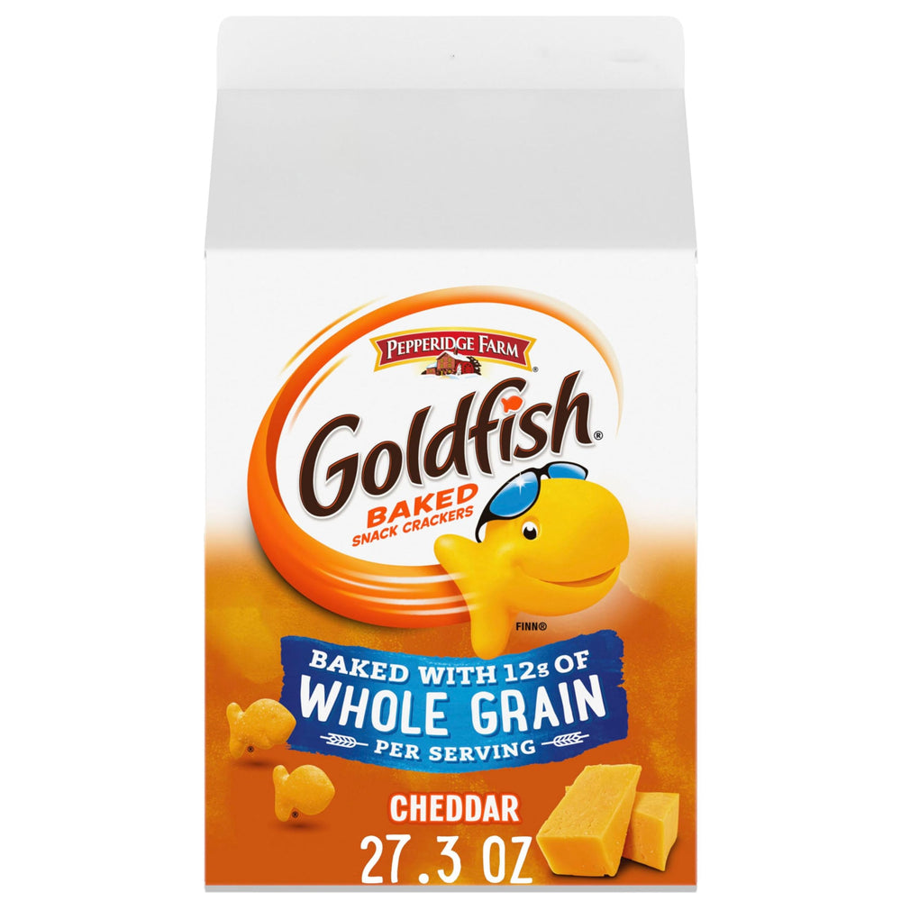 Goldfish Cheddar Crackers box front, ideal family pantry staple for home