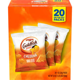 Goldfish Cheddar Cheese Crackers on-the-go pack, crunchy lunchbox snack.