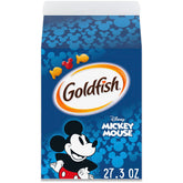 Goldfish Disney Mickey Mouse cheddar crackers packaging shown for family fun