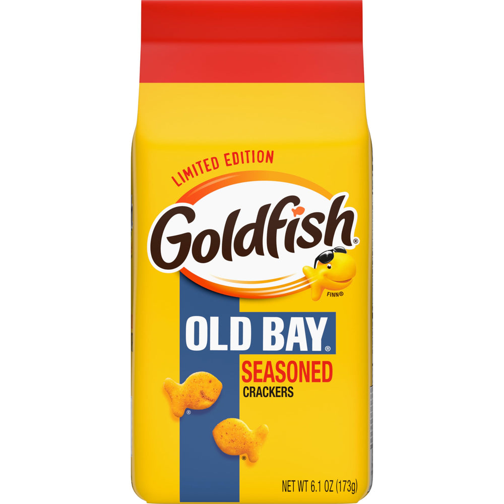 Goldfish Old Bay crackers bag front shows bold flavor for snacking