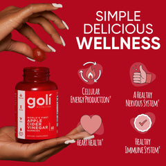Close-up of Goli ACV Gummies emphasizing apple flavor and chewy texture.
