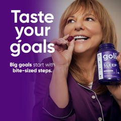 Goli Dreamy Sleep Gummies pour demonstrates easy, bite-sized sleep support.