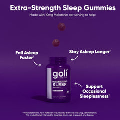 Goli Extra Strength Sleep Gummy bottle ready for bedtime melatonin support.