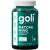 Goli Matcha Mind bottle front with gummies for daily focus.
