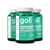 Goli Pre+Post+Probiotics Gummies bottle front view for daily balance.