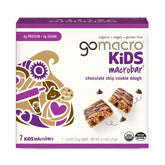 GoMacro Kids Chocolate Chip Cookie Dough bars in a box, convenient school snack.