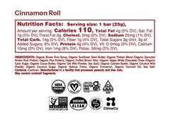 GoMacro Kids Cinnamon Roll bar close-up reveals soft, chewy texture and cinnamon sweetness.