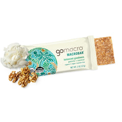 GoMacro MacroBar Granola + Coconut texture close-up emphasizes chewy, satisfying bite.