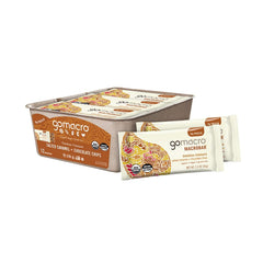 GoMacro Salted Caramel Chocolate Chips bar tray shows a convenient on the go protein snack