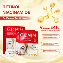 GONIM eye mask with caffeine close-up refreshing the under-eye area.