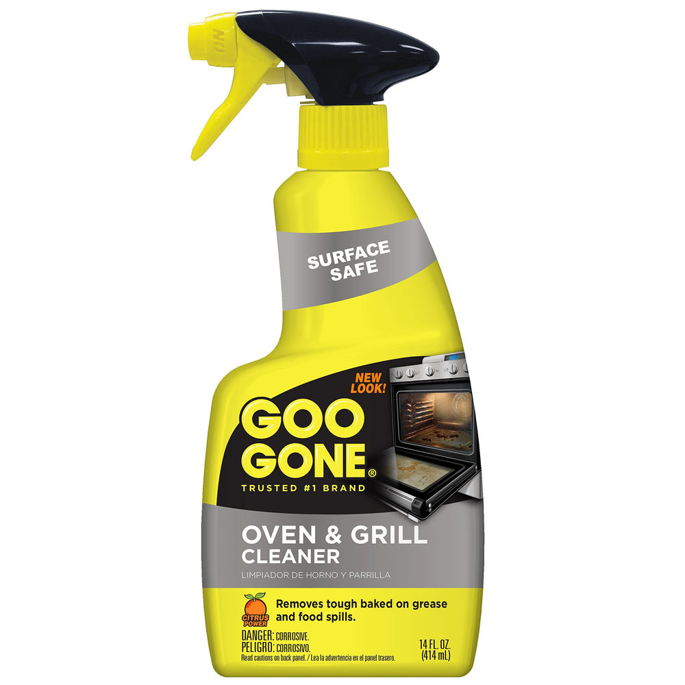 Goo Gone Oven-Grill Cleaner foam spray clings for fast baked-on grease removal.