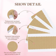 Goo GOO hair extension tape pre-cut peel demonstrates easy application.