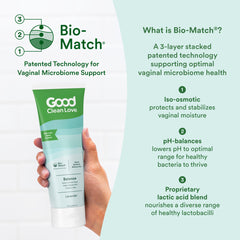 Good Clean Love Balance label close-up reveals Aloe vera and Lavender botanicals.