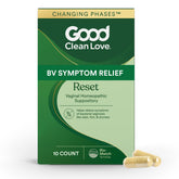 Good Clean Love Reset packaging box showing the OTC feminine care solution
