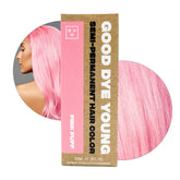 Good Dye Young Pink Puff hair dye jar shows vibrant pink color for at-home use