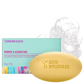 Good Molecules Hydrate & Cleanse Bar creates a rich face and body lather for gentle cleansing.