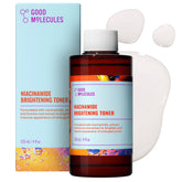 Good Molecules Niacinamide Brightening Toner bottle pour showcases simple daily-use packaging