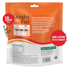 GOOD 'N' FUN Triple Flavor Kabobs pork wrap—protein-packed dog chew.