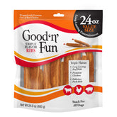 GOOD 'N' FUN Triple Flavor Ribs chew close-up shows beef hide for long-lasting chewing