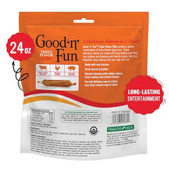 GOOD 'N' FUN Triple Flavor Ribs chew wrapped with real chicken for protein flavor
