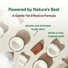 Good Natured Brand powder being sprinkled on carpet for easy, thorough cleaning.