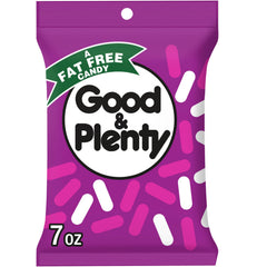GOOD & PLENTY licorice candy with pink and white coatings for retro cinema snacking