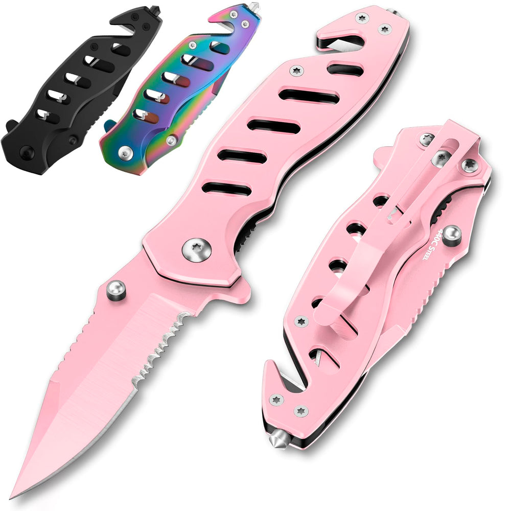 GOOD WORKER pink pocket knife women's design for everyday carry.