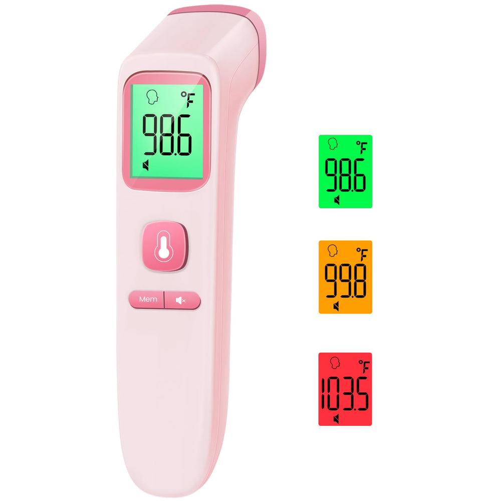 GoodBaby no-touch thermometer displaying forehead reading for quick checks.