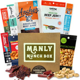 Goodland Farms Manly Munch Box front view highlights bold protein for on-the-go snacking.