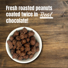 Goodland Farms two-layer chocolate coating on peanuts, silky finish and indulgence.